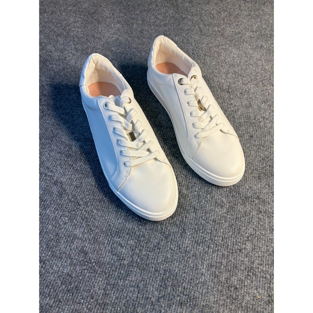 Topshop Cabo Sneakers Womens Size 11.5 White Leather Round Toe Low Top Lace Up